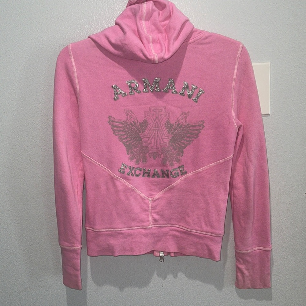 Armani Exchange pink zip up hoodie size M